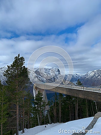 Stegastein viewpoint above Aurlandsfjord in Norway Stock Photo