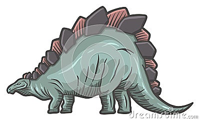 Stegosaurus dinosaur - hand drawn vector illustration Cartoon Illustration