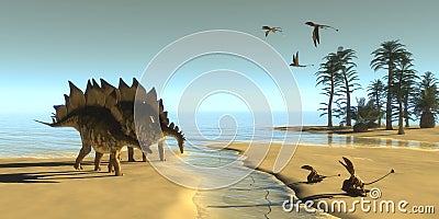 Stegosaurus Dinosaur Morning Stock Photo