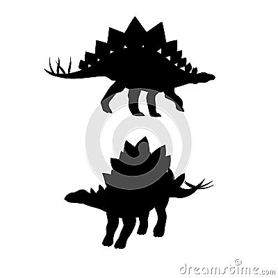 Stegosaurus dinosaur vector silhouettes Vector Illustration