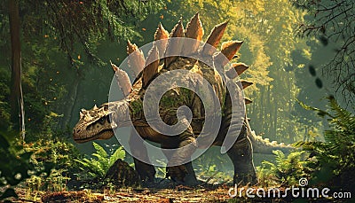 Stegosaurus with its distinctive plates and spiked tail Stock Photo