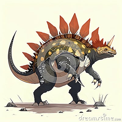 Stegosaurus, prehistoric reptile. Illustration on white background. Generative AI Stock Photo