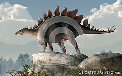 Stegosaurus on the Rocks Stock Photo