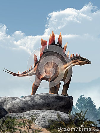 Stegosaurus on the Rocks Stock Photo