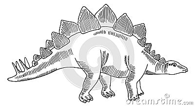 Stegosaurus sketch. Ancient giant herbivore. Dinosaur drawing Stock Photo