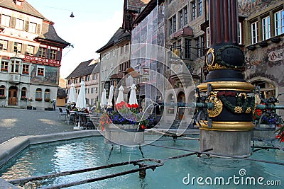 Stein am Rhein Fountain Editorial Stock Photo