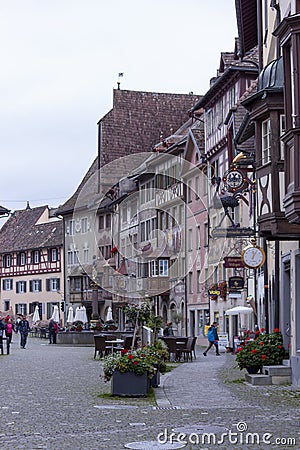 Stein am Rhein is unique in Switzerland for number of notable medieval buildings Editorial Stock Photo