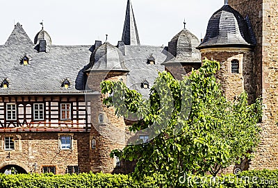 Steinau an der Strasse, birthplace of the Brothers Grimm, Germany - The impressively well-preserved mediaeval castle, Renaissance Stock Photo