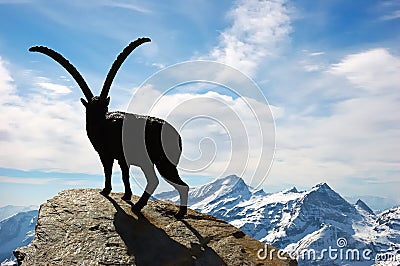 Steinbock statue Stock Photo