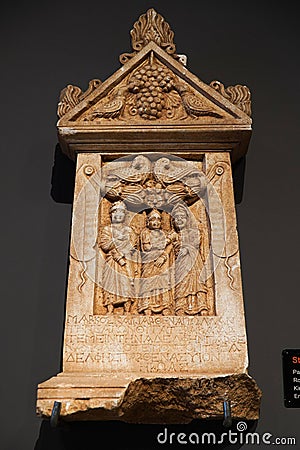 Stel in Antalya Archeological Museum, Antalya, Turkiye Editorial Stock Photo
