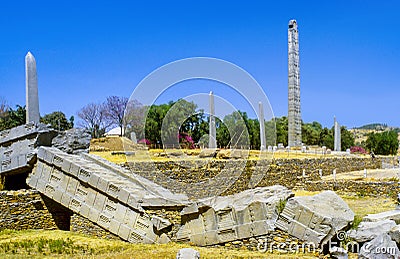 Stele in the northern field at Axum in Ethiopia Stock Photo