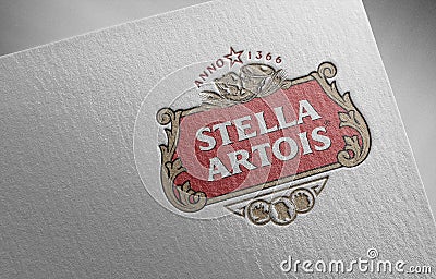 Stella-artois-2 on paper texture Editorial Stock Photo