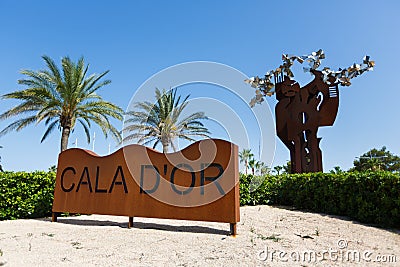 Stella at the entrance to the Cala D'or city Editorial Stock Photo