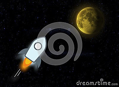 Stellar lumens icon and moon, conceptual trading of an explosive Editorial Stock Photo