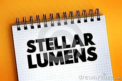 Stellar Lumens text on notepad, concept background Stock Photo