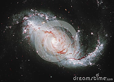 Stellar Nursery NGC 1672. Spiral galaxy in the constellation Dorado.Elements of this image are furnished by NASA Stock Photo