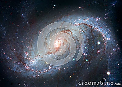 Stellar Nursery NGC 1672. Spiral galaxy in the constellation Dorado Stock Photo