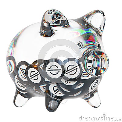 Stellar (XLM) Clear Glass piggy bank Cartoon Illustration