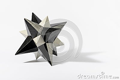 Stellated dodecahedron made of wood Stock Photo