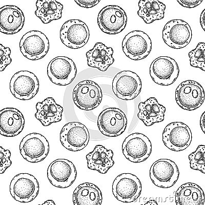 Stem cell seamless pattern. Hand drawn vector illustration in sketch style. Medical science. Microbiology background Vector Illustration