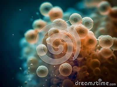 Stem cells building up organoids in solution Stock Photo