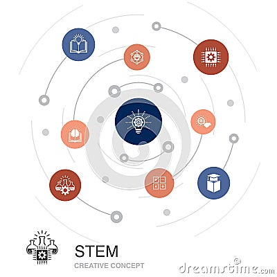 STEM colored circle concept with simple Vector Illustration