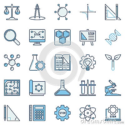 STEM colored icons set - vector concept logo elements Vector Illustration