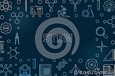 STEM concept horizontal outline blue frame. Vector illustration Vector Illustration