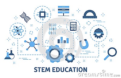 STEM concept. Science, technology, engineering and mathematics Vector Illustration