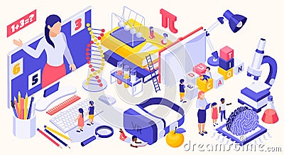 STEM Education Isometric Concept Vector Illustration