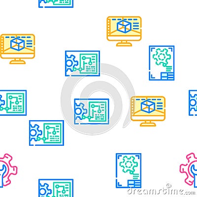 Stem Engineer Process And Science Icons Set Vector Vector Illustration