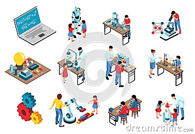 STEM Isometric Icons Collection Vector Illustration