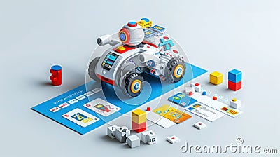 STEM Robot Building Kit for Coding and Engineering Learning Through Interactive Playtime Sessions Stock Photo
