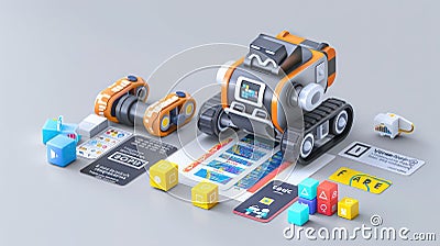 STEM Robot Building Kit for Coding and Engineering Learning Through Interactive Playtime Sessions Stock Photo