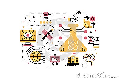 STEM science, technology, engineering, math education Vector Illustration