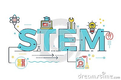 STEM - science, technology, engineering, mathematics Vector Illustration