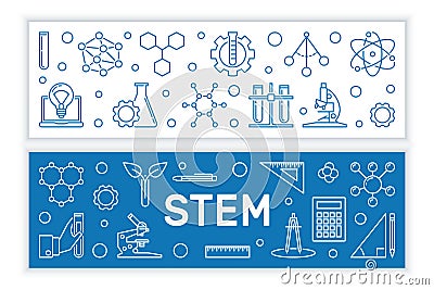 STEM vector concept outline modern horizontal banners Vector Illustration