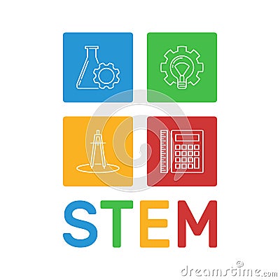 STEM word with Science outline icons vector illustration Vector Illustration