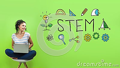STEM with young woman Stock Photo