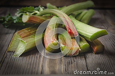 Stems of fresh young rhubarb Stock Photo