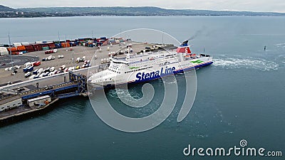 Stena Fast Ferry at Belfast Harbour in Northern Ireland Editorial Stock Photo