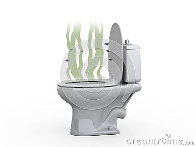 Stench from the toilet, 3d illustration Stock Photo