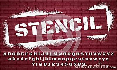 Stencil font. Graffiti spray painted alphabet, dirty textured lettering and grunge letters vector set Vector Illustration