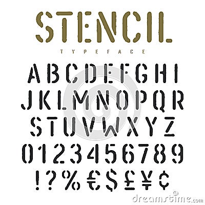 Stencil font 003 Vector Illustration