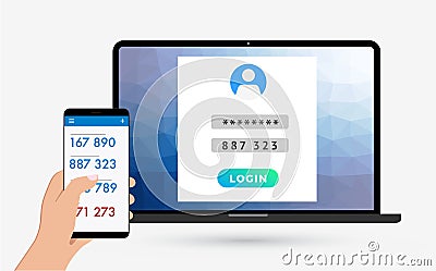 2-step authentication, two steps Verification code Vector Illustration