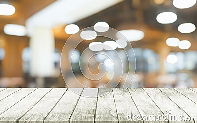 Urban Fusion: White Wooden Board Empty Table with Abstract Blurred Café Background Stock Photo