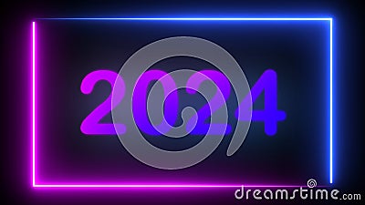 Step into countdown Happy new year 2024 vibrant sci-fi scene with our mesmerizing abstract neon loop art. Experience the future in Stock Photo