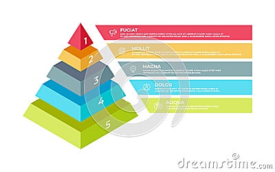 Step 3D infographic. Isometric pyramid business presentation template, step structure. Vector illustration Vector Illustration