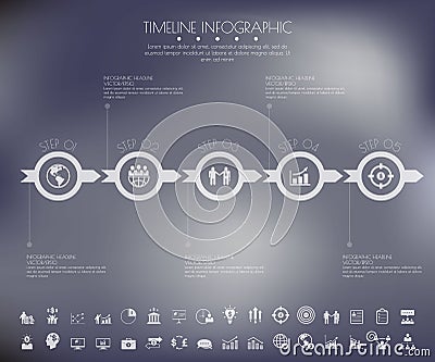 Step Design clean number timeline template on blur background/graphic or website.Vector/illustration. Vector Illustration