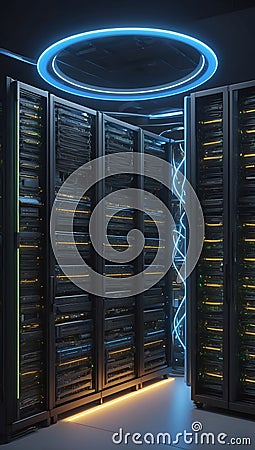 Efficient Nexus: Servers, Storage, and Networks in Unison. AI generate Stock Photo
